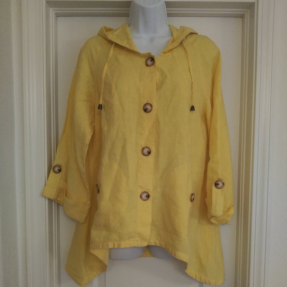 For Cynthia Assymetrical Linen Lightweight Jacket